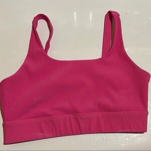 Pink Ribbed Sports Bra